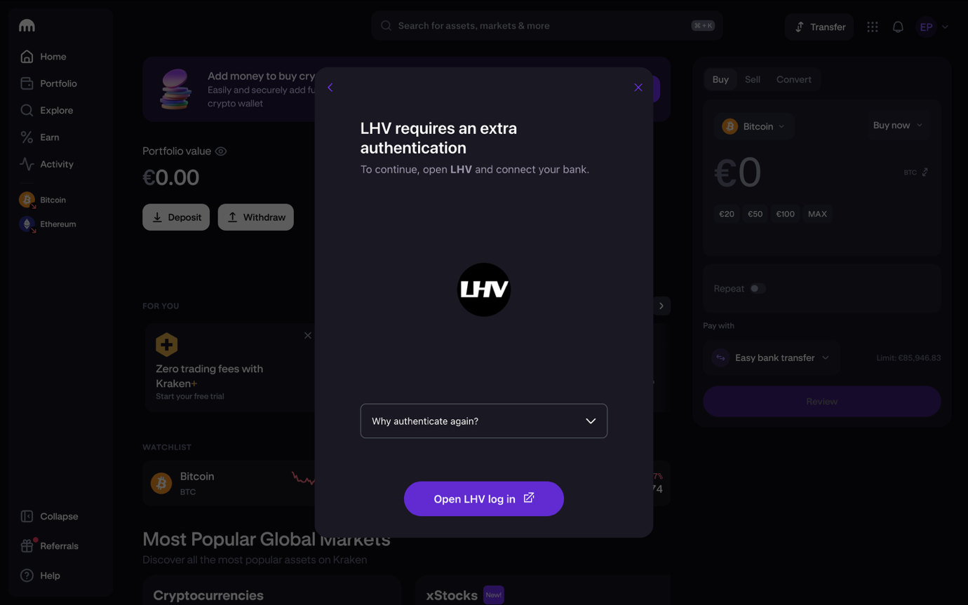 Open LHV log in