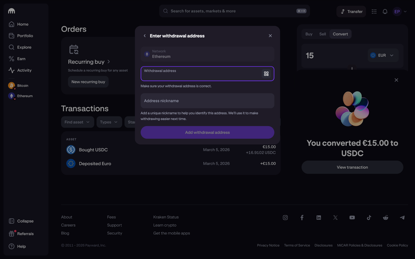 Paste wallet address