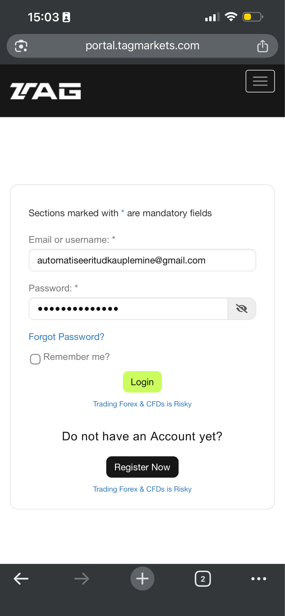 Login vorm